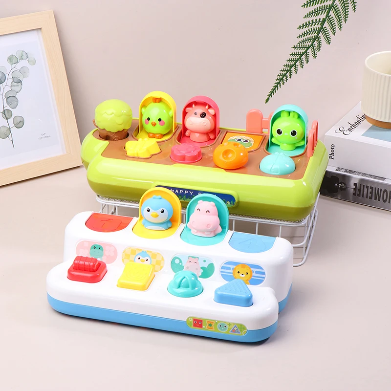 Interactive Activity Button Pop Up Animal Toy Baby Peek-a-Boo Toys Color Shape Sorting Game Hide And Seek Peekaboo Switch Box