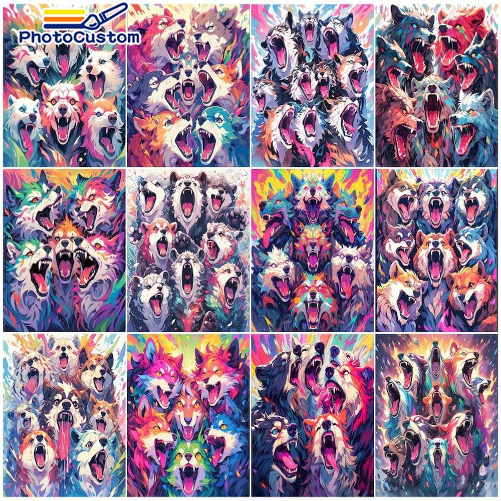 

PhotoCustom Painting By Numbers For Adults Kit Drawing On Canvas HandPainted Kits Painting Pictures By Number Animals DIY Crafts