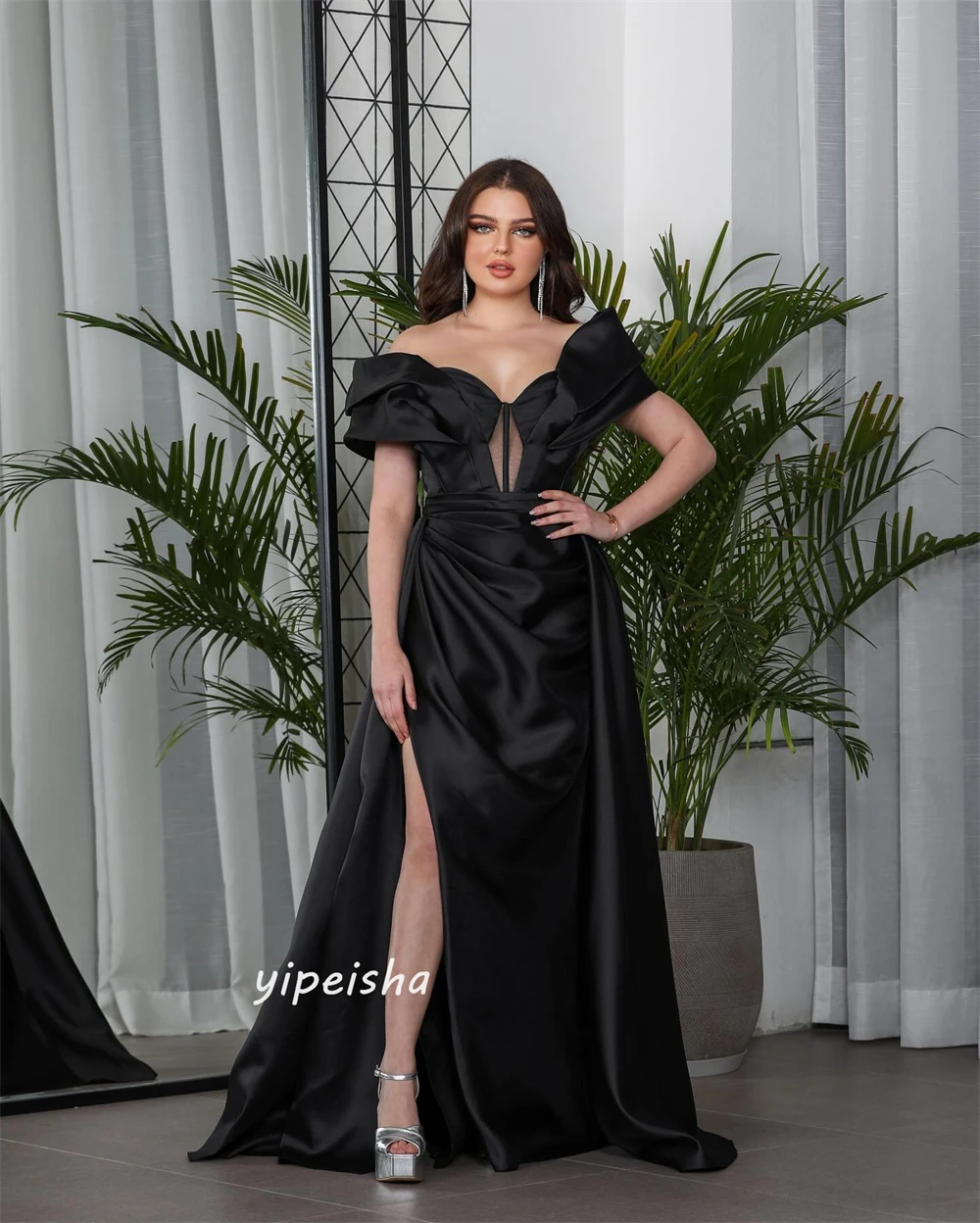 Customized Jiayigong  s Draped Pleat Clubbing A-line Off-the-shoulder Bespoke Occasion Gown Long Dresses