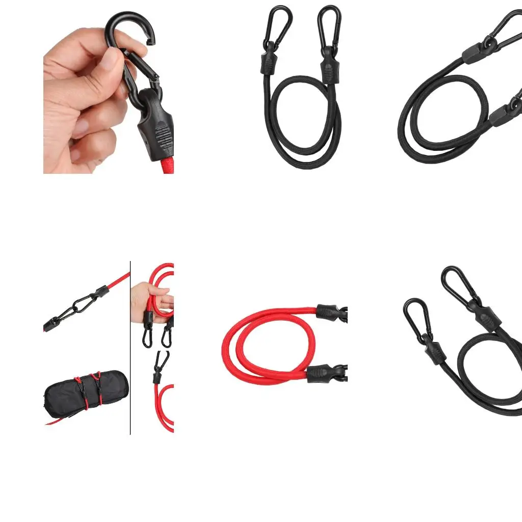 Q39E Bungee Cord with Carabiner Hook, 60cm/120cm Size Luggage Strap Elastic Tie Strap String Tension Rope Expander with Hook