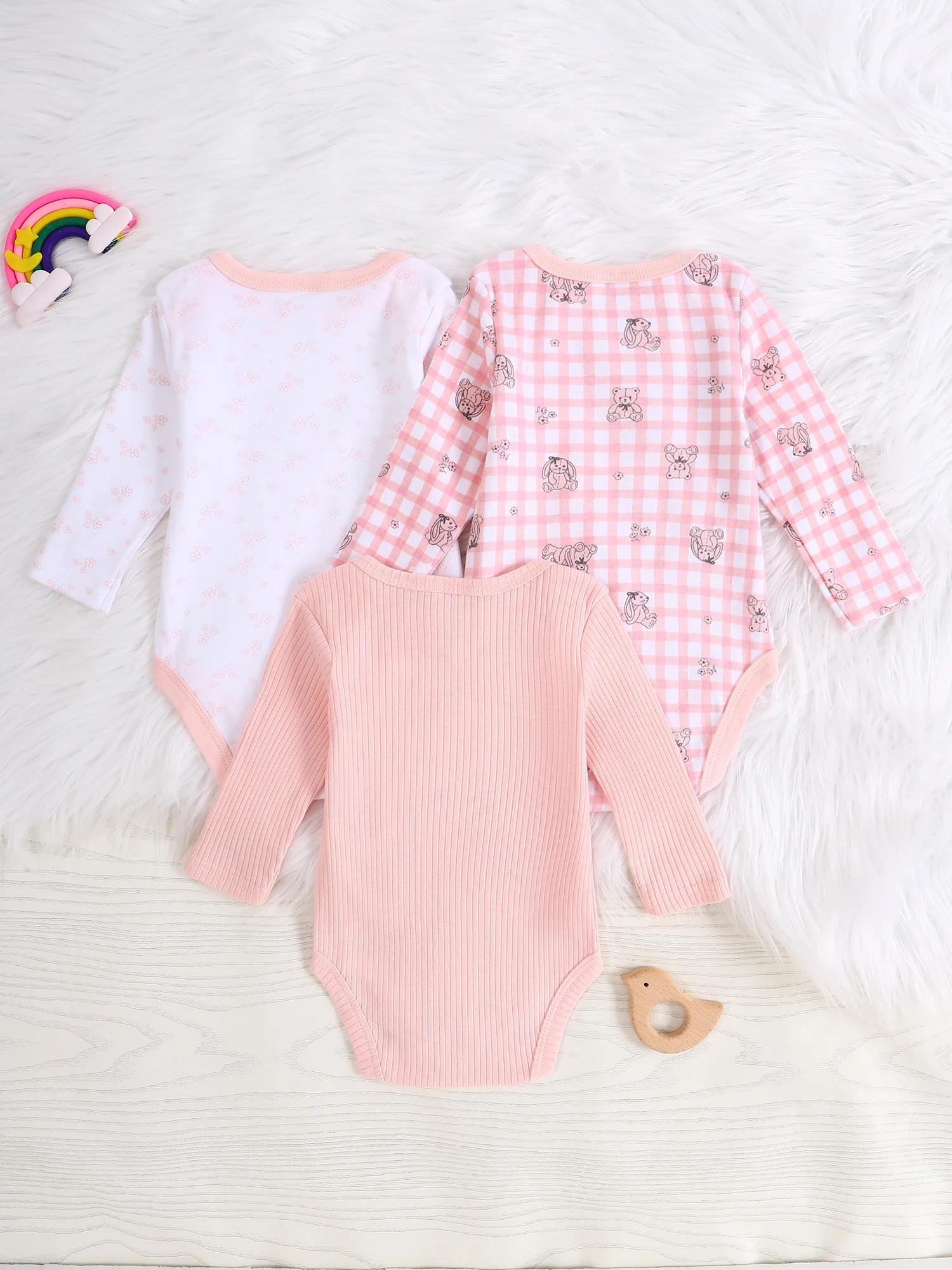 Baby Girl Onesies Newborn Baby Girl Clothing 3PCS Long-Sleeved Autumn and Spring Clothing with Cute Puppy Patterns 0-9 Month 2