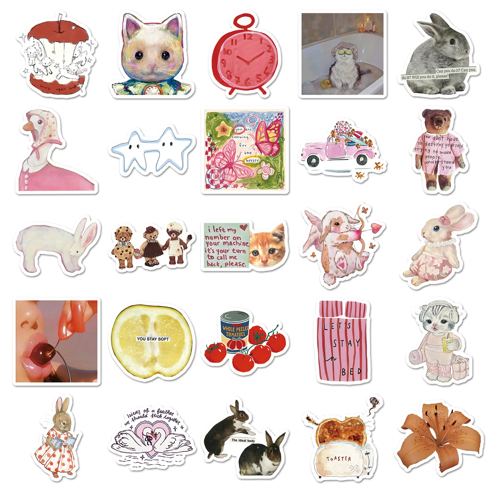 10/50 SZTUK retro wzór koszulki kreskówka świeży styl dziewczęcy styl ins dekoracja naklejka wodoodporna na telefon komórkowy Zabawka dla dzieci