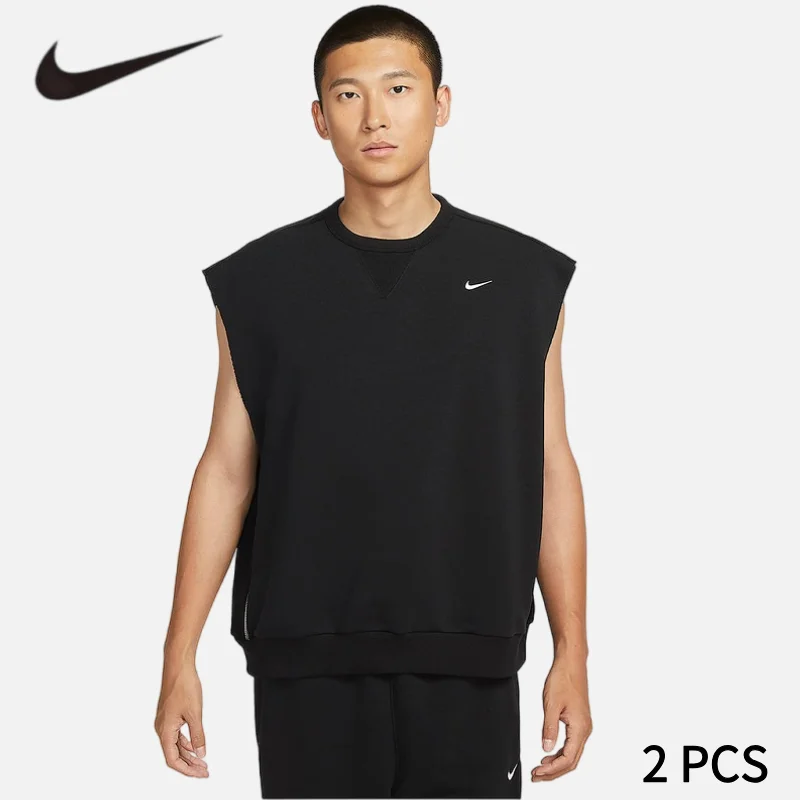 Camiseta deportiva sin mangas Nike para hombre, sin espalda, para verano, baloncesto, French Loop, Simple Sport, 2 piezas HJ4202-010+HJ4202-010