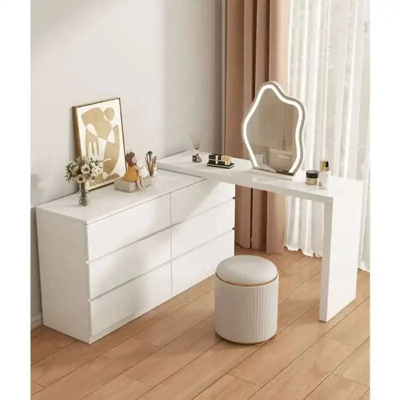 

Luxury Dressing Table Drawer White Makeup Mirror Corner Desk Dresser Table Cabinet Organizers Storage Penteadeira Home Furniture