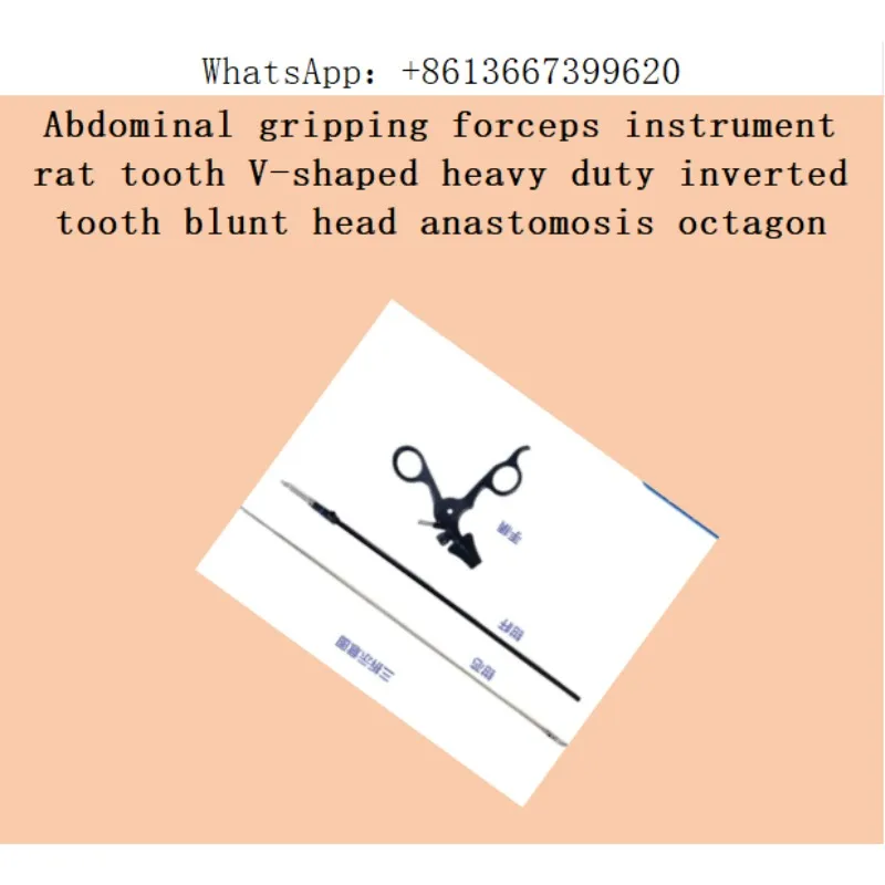 Abdominal gripping forceps instrument rat tooth V-shaped heavy duty inverted tooth blunt head anastomosis octagon