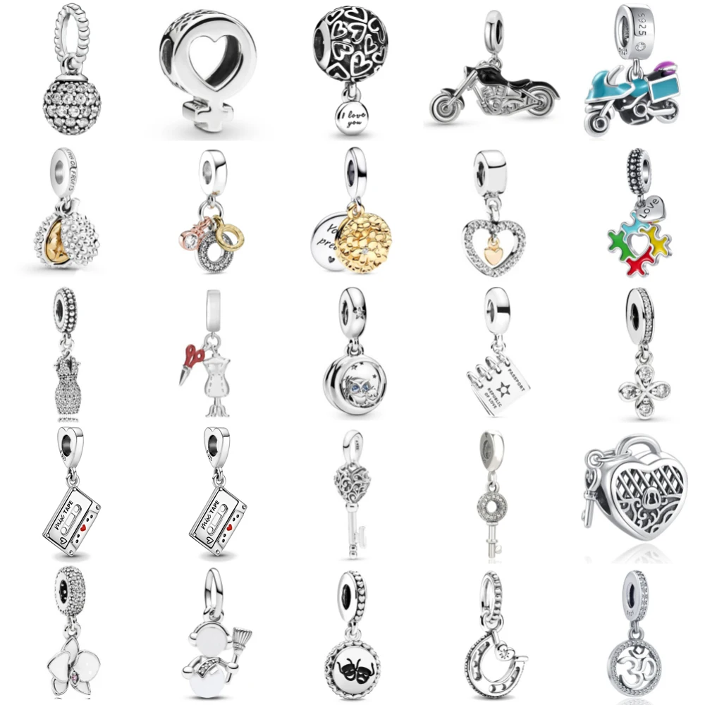 جديد 925 فضة دراجة نارية الصوت الشريط سحر of ley 925 سلسلة مطرز صالح الأصلي قلادة سوار لتقوم بها بنفسك حلية مجوهرات #1