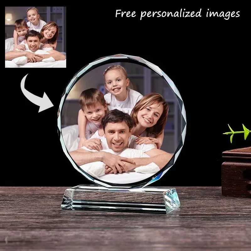 Free Customized Color Printing Photo Crystal Trophy Glass Transparent Crystal Decor Trophies Decor Gift Family Presents Souvenir