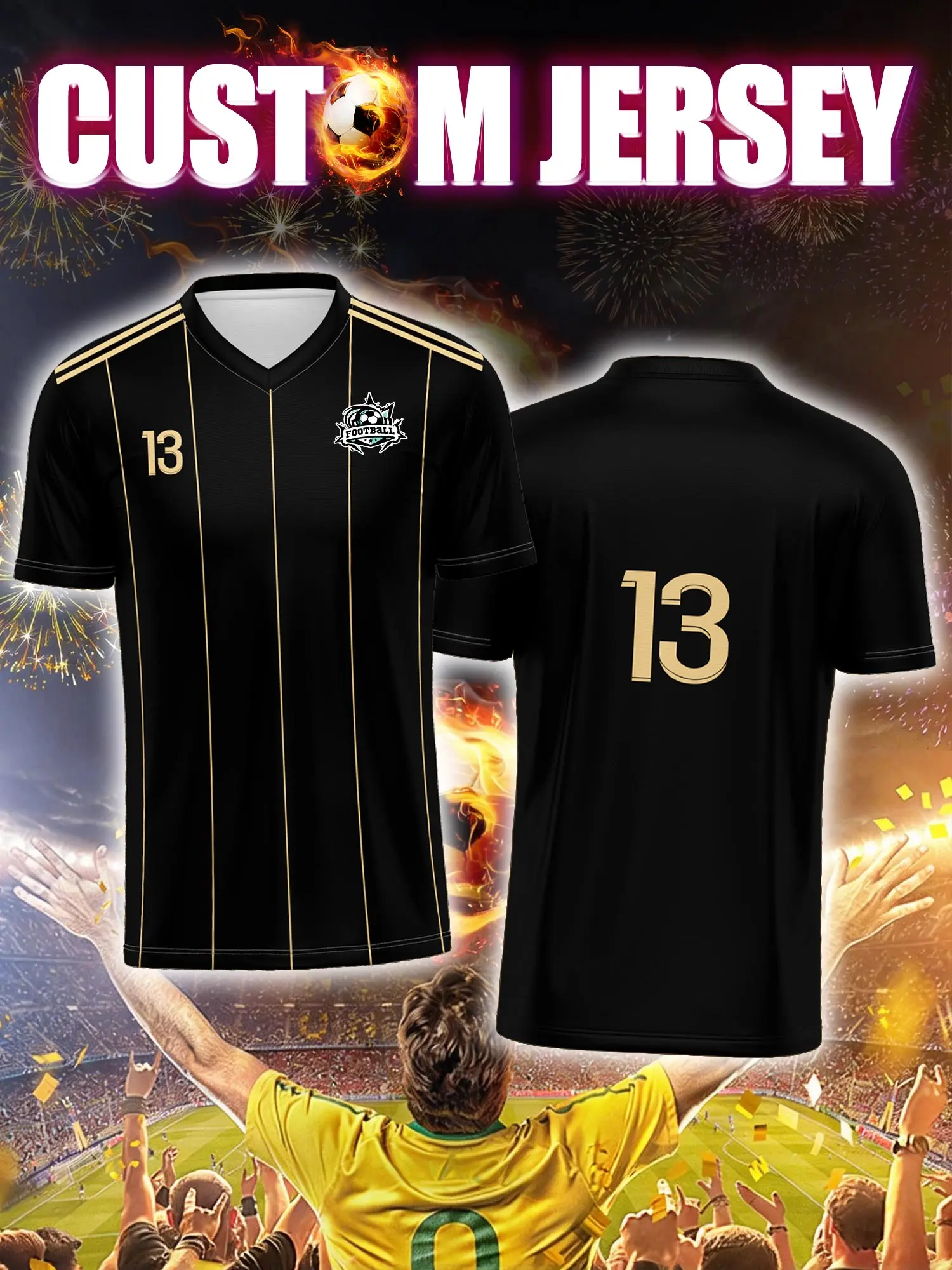 

Футболка для футбола с индивидуальным изображением, номером и именем, повседневная одежда для стадиона для страстных болельщиков.