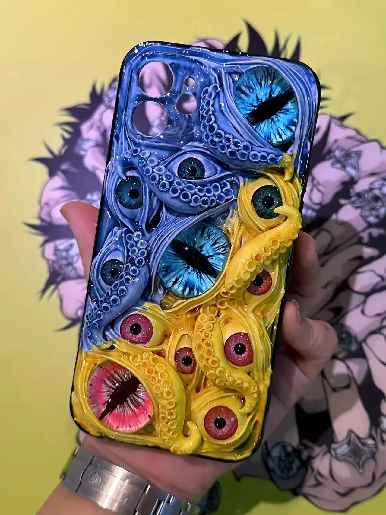 Cthulhu Tentacles Glowing Eyes Phone Case for iPhone 17 16 Pro Max 15 14 12 Mini 11 13pro, Halloween Horror Phone Case