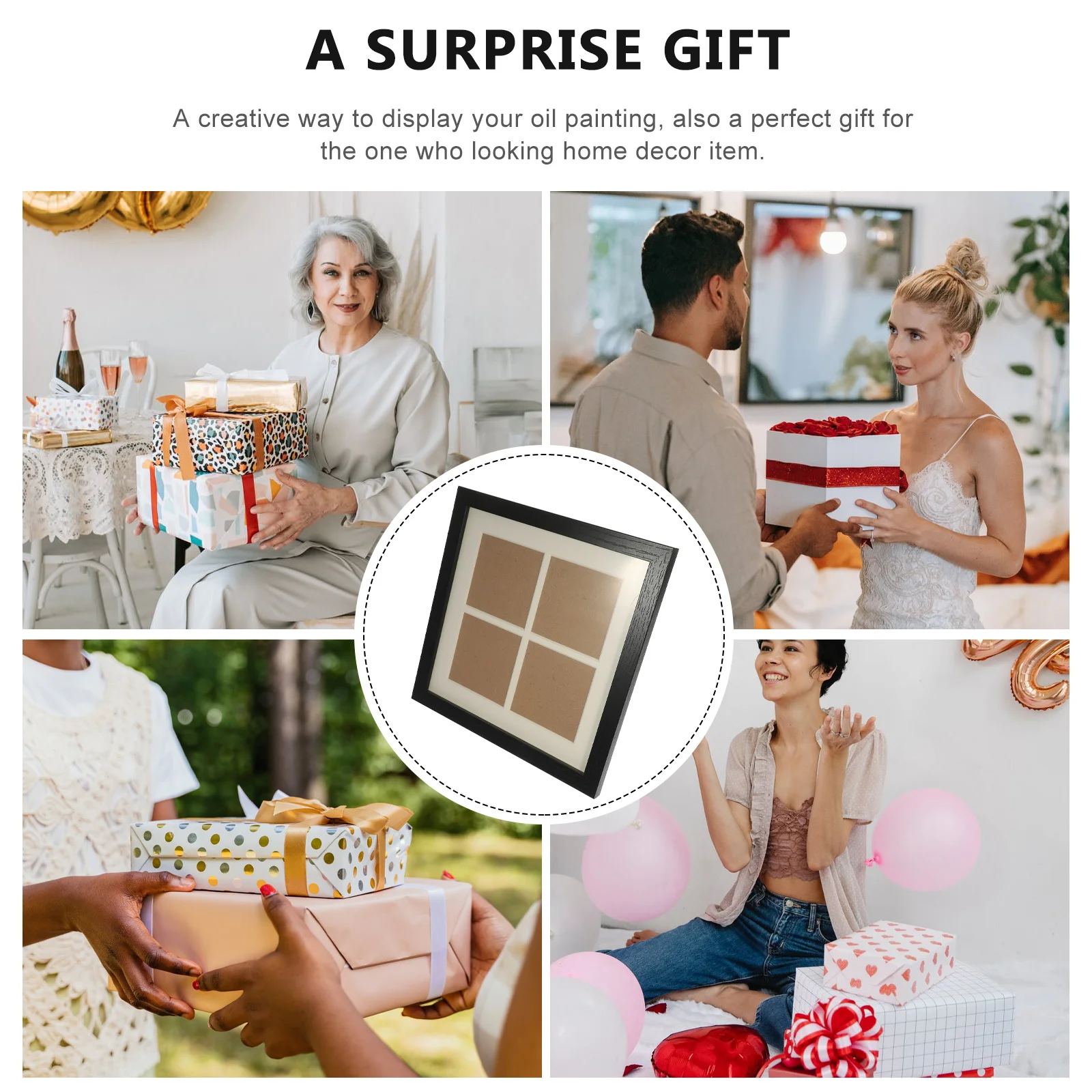 10x10インチの正方形油絵フレーム キャンバスウォールマウントフォトフレーム キャンバス絵画用 ホームオフィスリビングルーム装飾