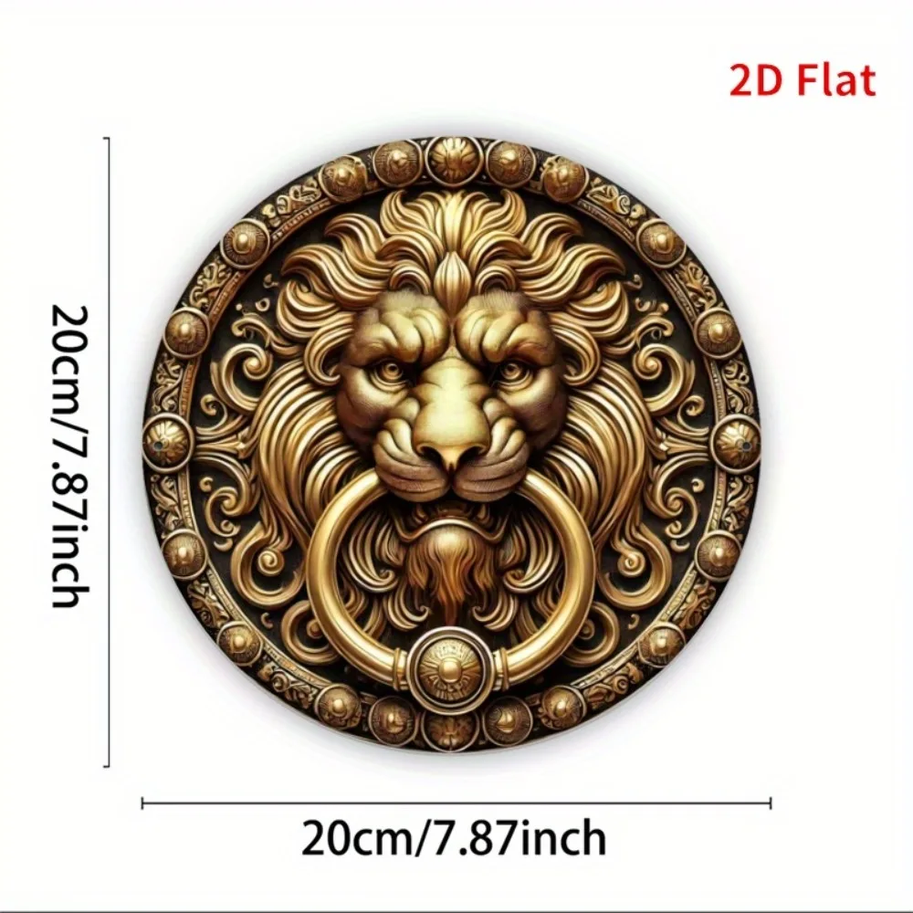 Vintage Lion Head Door Knocker Wall Plaque 8 Inch Heavy Metal Aluminum Sign Home Bar Garage Decor