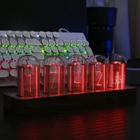 1pc Nixie Tube Clock Wooden Digital Desk Clock, For Bedroom, Support Wi-Fi Time Calibration, Alarm, 12/24h Display