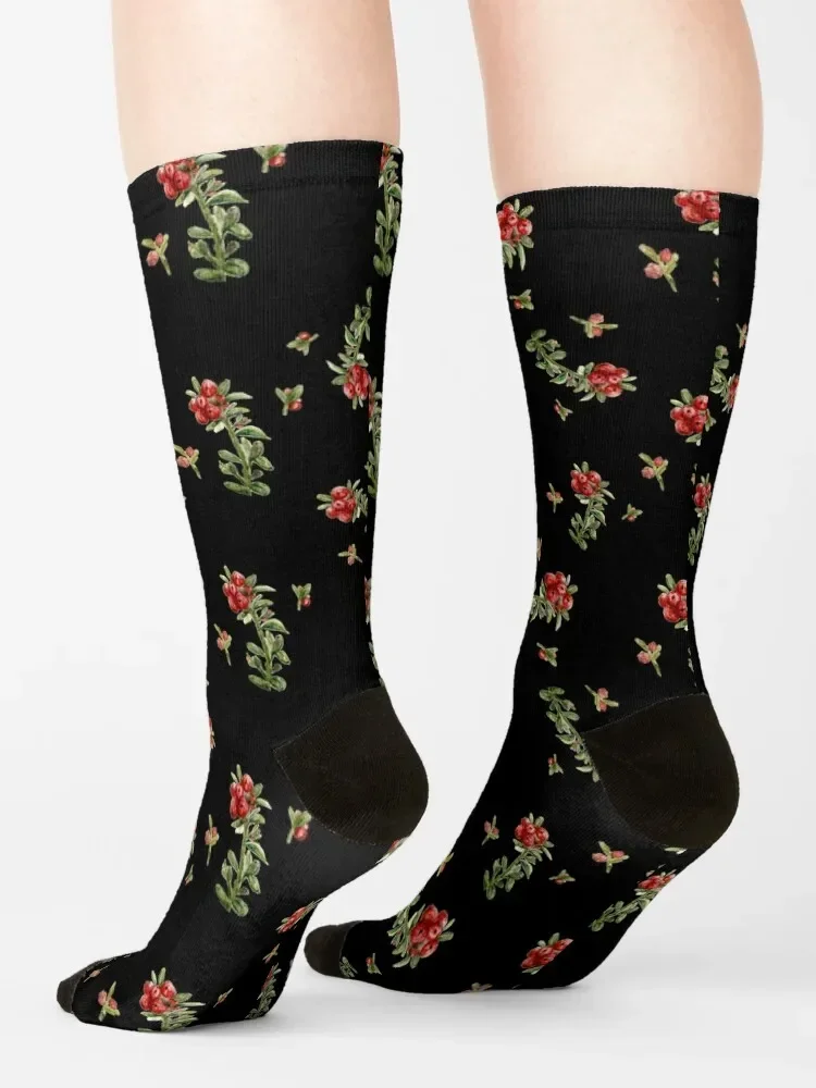 Chaussettes Noires à Motif de Lingonberries pour Homme et Femme, Accessoire de Styliste Japonais à la Mode