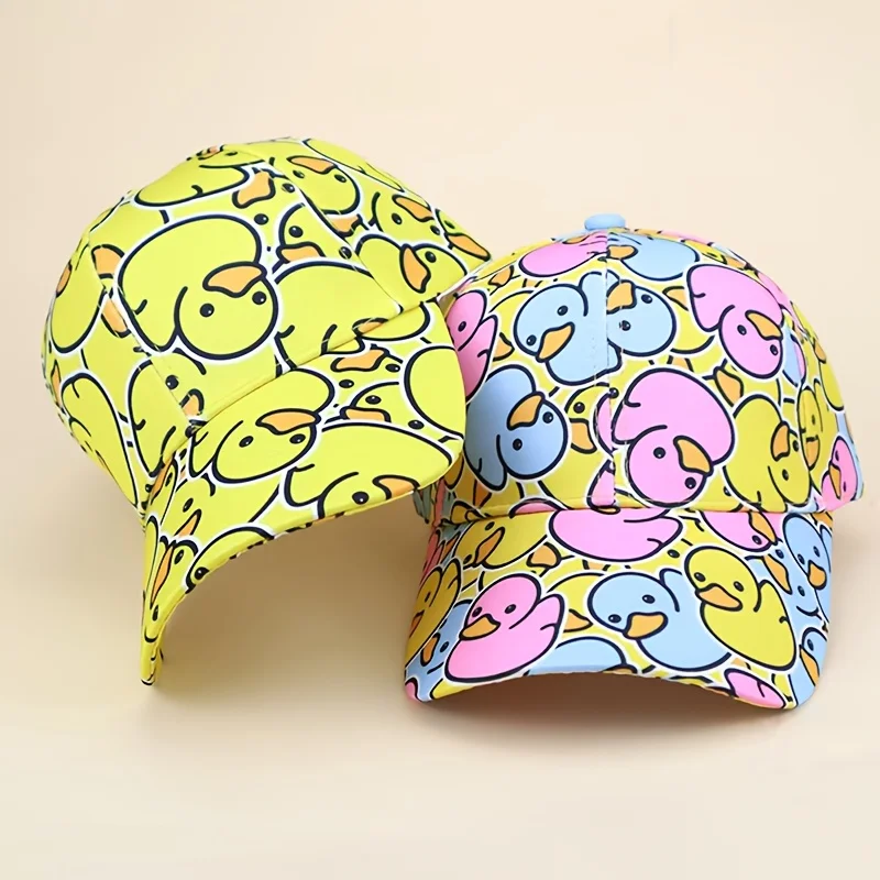 

Adjustable Fit, Lightweight Duck Print Baseball Cap - Vibrant Cartoon Design, Machine Washable,