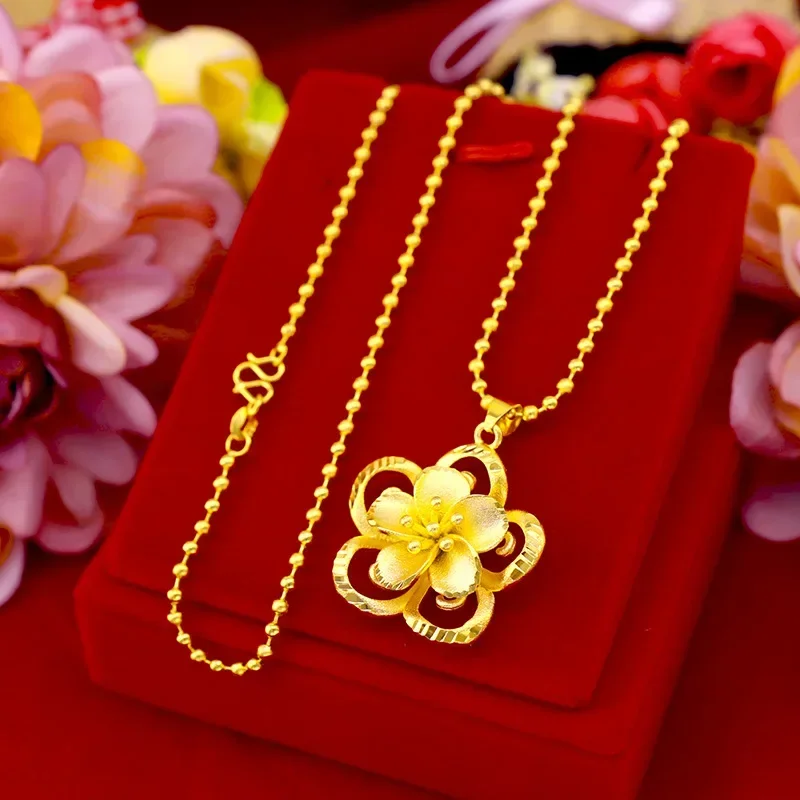 

999 Pure Sunflower Pendant Sun Flower 3D Hard Gold 18K Gold AU750 Necklace Female Fine Christmas Gift Real Gold Jewelry