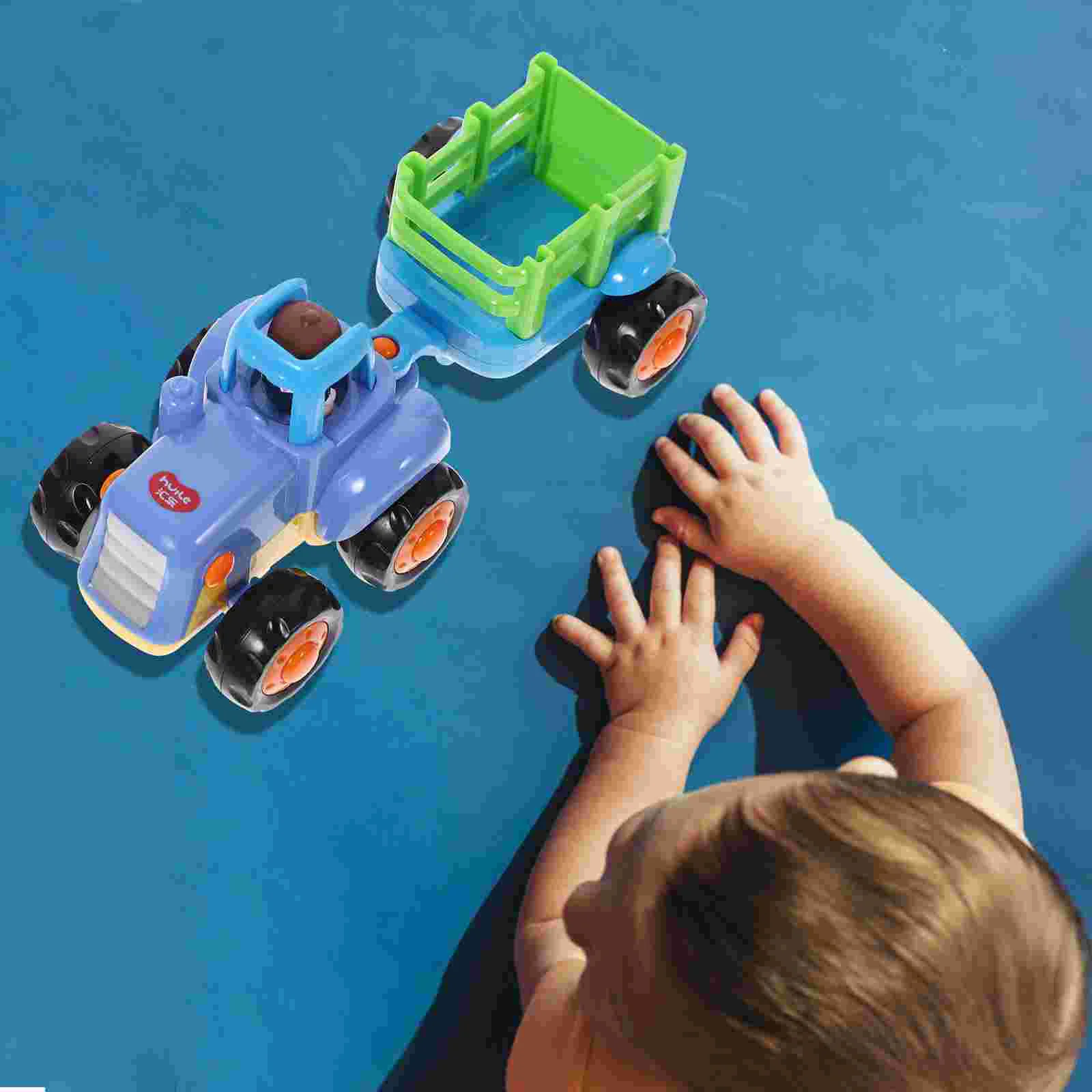 Kids Car Toy Tractors Car Model Engineering Van Model Kids Early Learning Toy Blue