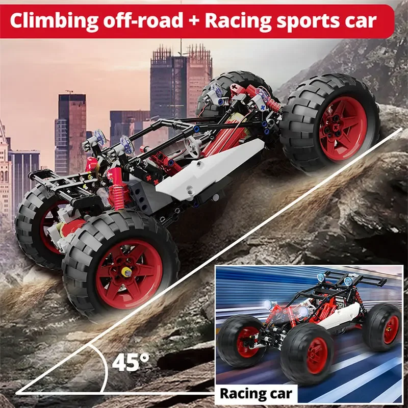 NEW 366PCS LED City RC Car MOC Building Blocks APP Remote Control Programming Off-road Vehicle Bricks Toys Children Boys