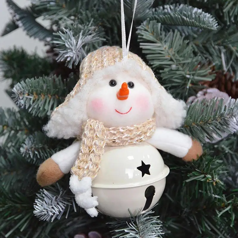 Decoração da árvore de natal jingle bell boneco de neve boneca sinos de natal pingente decorações de sino de natal de pelúcia árvore de natal