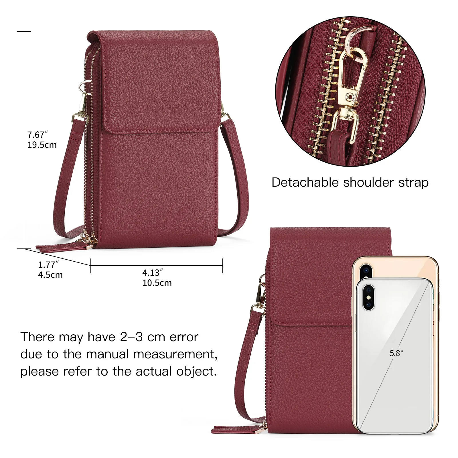 2025 حقيبة الهاتف المحمول النسائية الجلدية الجديدة يمكن أن تكون كتف واحد Crossbody المرأة التغيير العمودي سعة كبيرة عملة حافظة للبطاقات #3