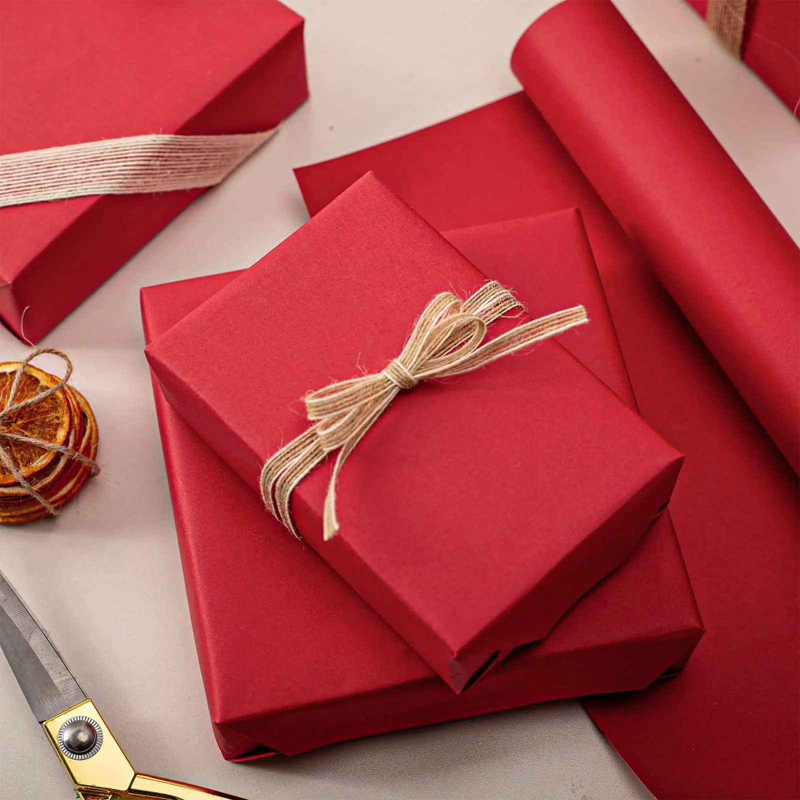 Red 30cmx3m Kraft paper cushioning collision-proof gift technology transport green material filled packaging