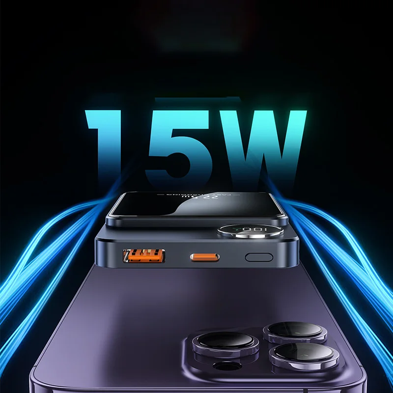 100000 باور بانك مغناطيسي لاسلكي بقدرة 22.5 وات، شحن سريع، بطارية خارجية محمولة، محول باور بانك لهاتف آيفون وهواوي وسامسونج