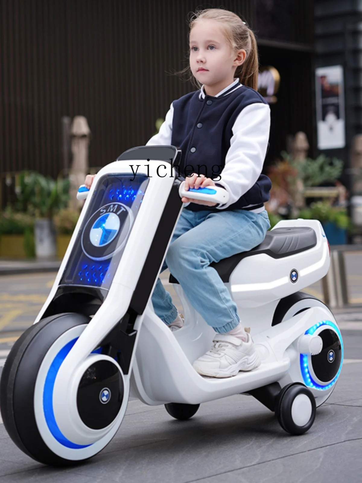 Tqh-Motor eléctrico para niños y niñas, juguete recargable de dos ruedas, 3-6 asientos dobles