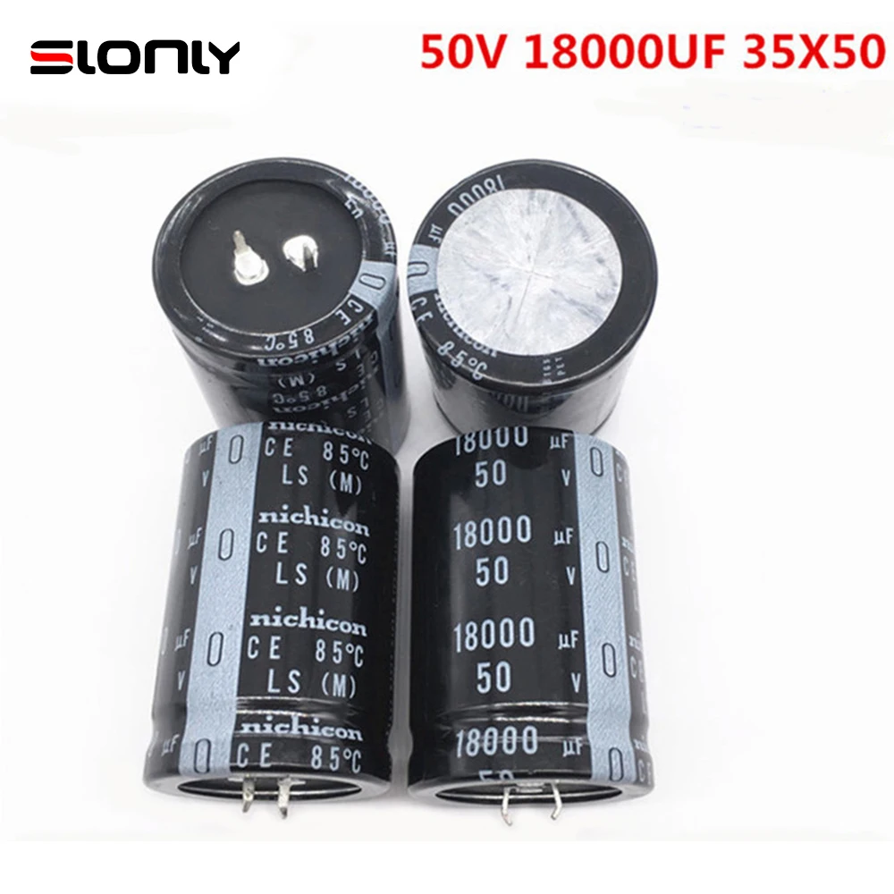 2pcs-14pcs 35X50mm 50V 18000UF Pitch 10mm Nichicon Aluminum Electrolytic Capacitors 18000UF 50V 35*50mm 85℃ for Amplifier Board