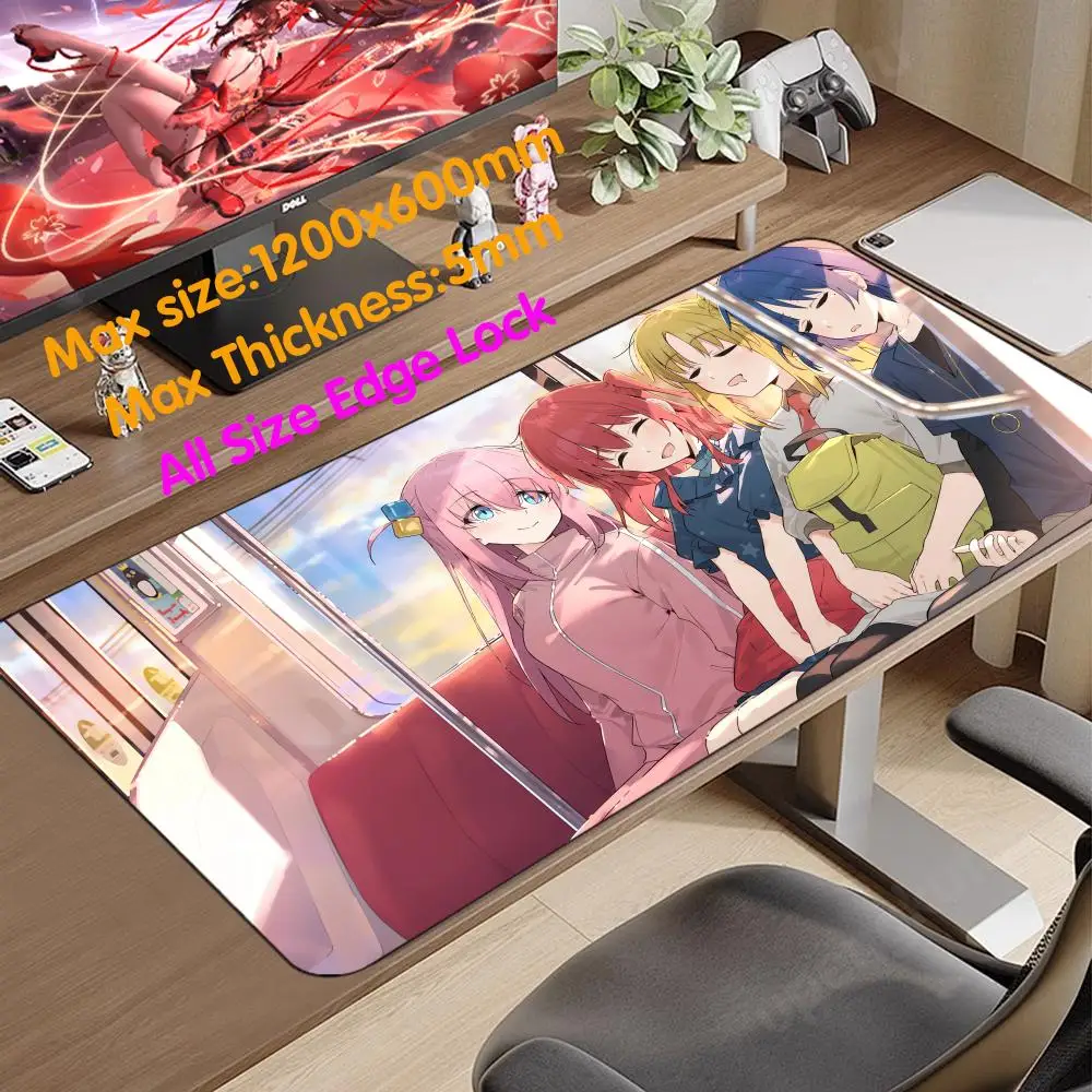 B_bocchi the R_rock Mouse High-end E-sports Mouse Pad Pad Desk Protector Mat  Desk Pad  1200x600 Mouse Tapete Para Mouse Pad 5mm