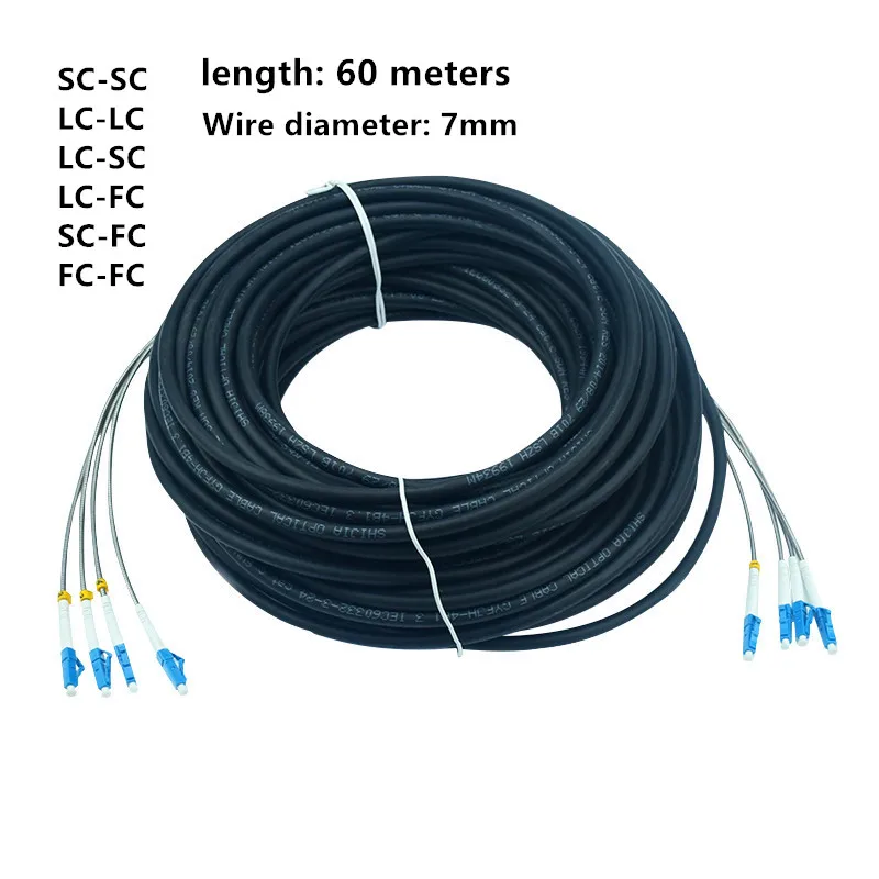 

60 Meters Optical Cable Single-mode 4 Core Waterproof And Tensile Armored Fiber Optic Cable Wire Diameter 7mm