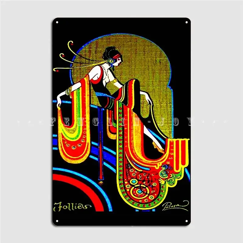 Flapper Vintage 1920 Art Deco Beautiful Print Metal Sign Club Home Home Designing Wall Decor Tin Sign Poster