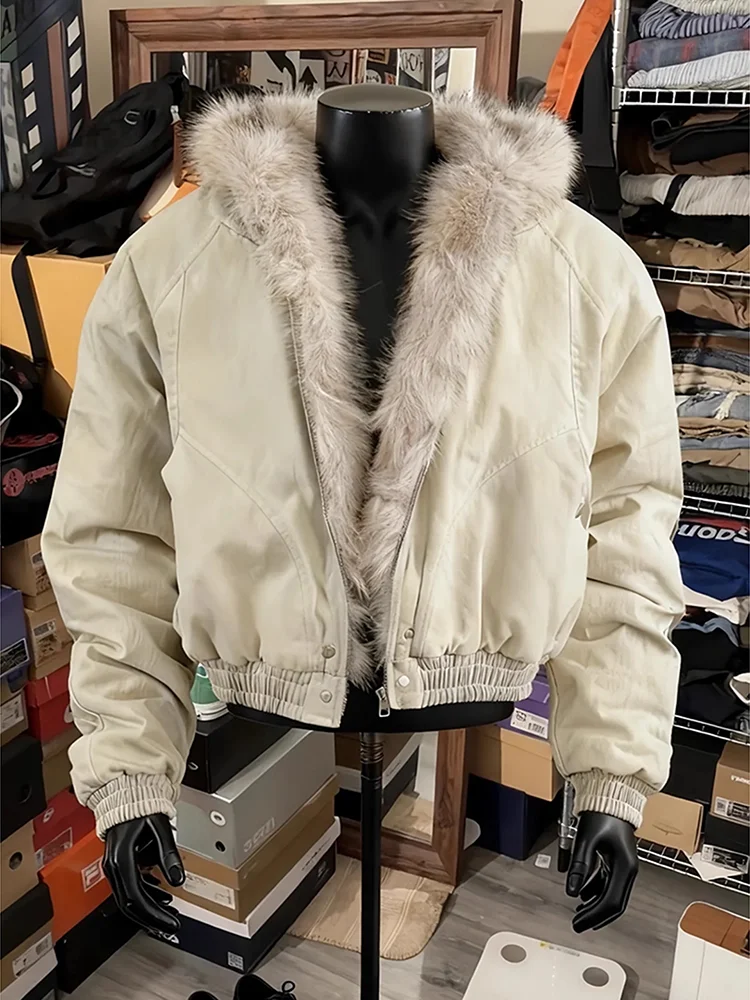 

Cleanfit Men's Cotton Jaet with Fur Collar Thiened Winter Coat ort Sle Zipper Closure Warmth Youth Faion Casual Wear