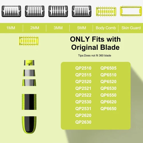 Imagen 2 del producto Peine guía de 9 Uds., 1/2/3/5 MM para afeitadora Philips Norelco Oneblade QP2520 QP2530 QP2630 QP2620 QP2510 QP2521 QP2522 QP2531 QP6510