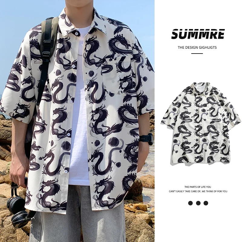 Men's short sleeve shirts summer beach cool t-shirts breathable casual fashion streetwear tops graphic prints men's clothing XXL