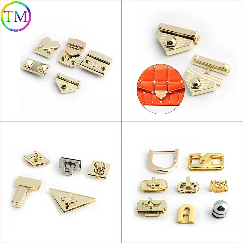 New Style K gold Metal Clasp Turn Lock Twist Lock Square Hanger Clasp Switch Push Locks Closure Accessories For Handbags