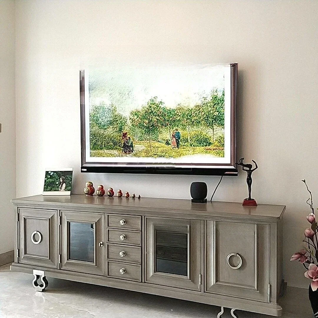 Meubles de meuble TV de luxe en chêne léger de salon d'impression de Morrie américaine