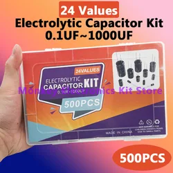 500PCS 24Values 0,1 uF-1000u Elektrolytkondensator Gemischt DIP Elektrolyt Kondensatoren 10V 16V 25V 50V Elektronische kit