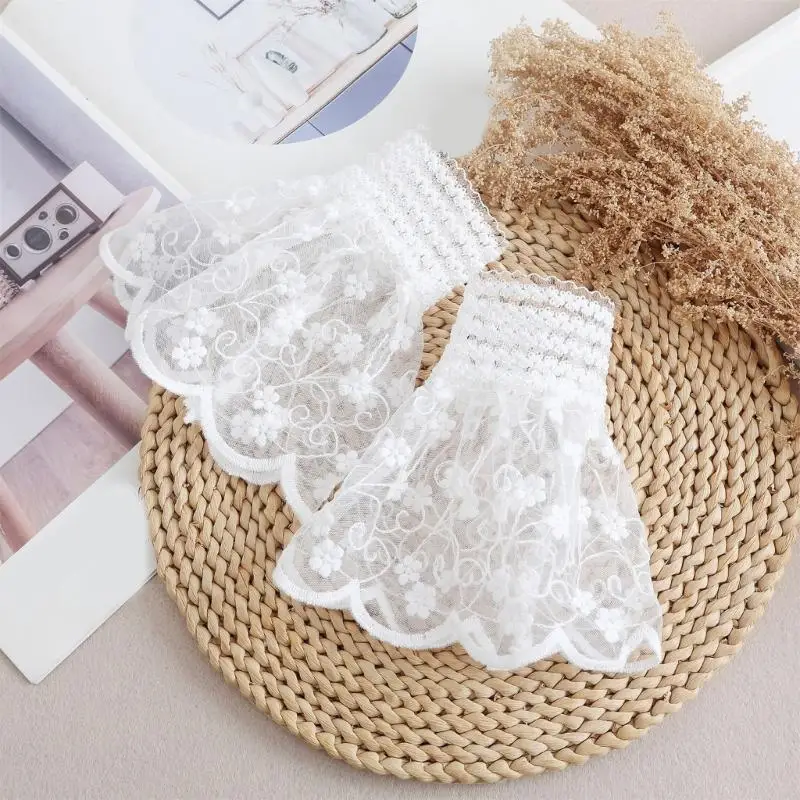 

Embroidered Flower Arm Covers Flared Lace Decorative Sleeves Wrist Cuff Extension For Women Girl Outfit Enhancement