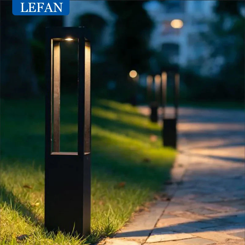Modern Waterproof Led Floor Lamp Outdoor Garden Light Contemporary Square Street Lamp Design For Villa Courtyard Patio Illuminat
