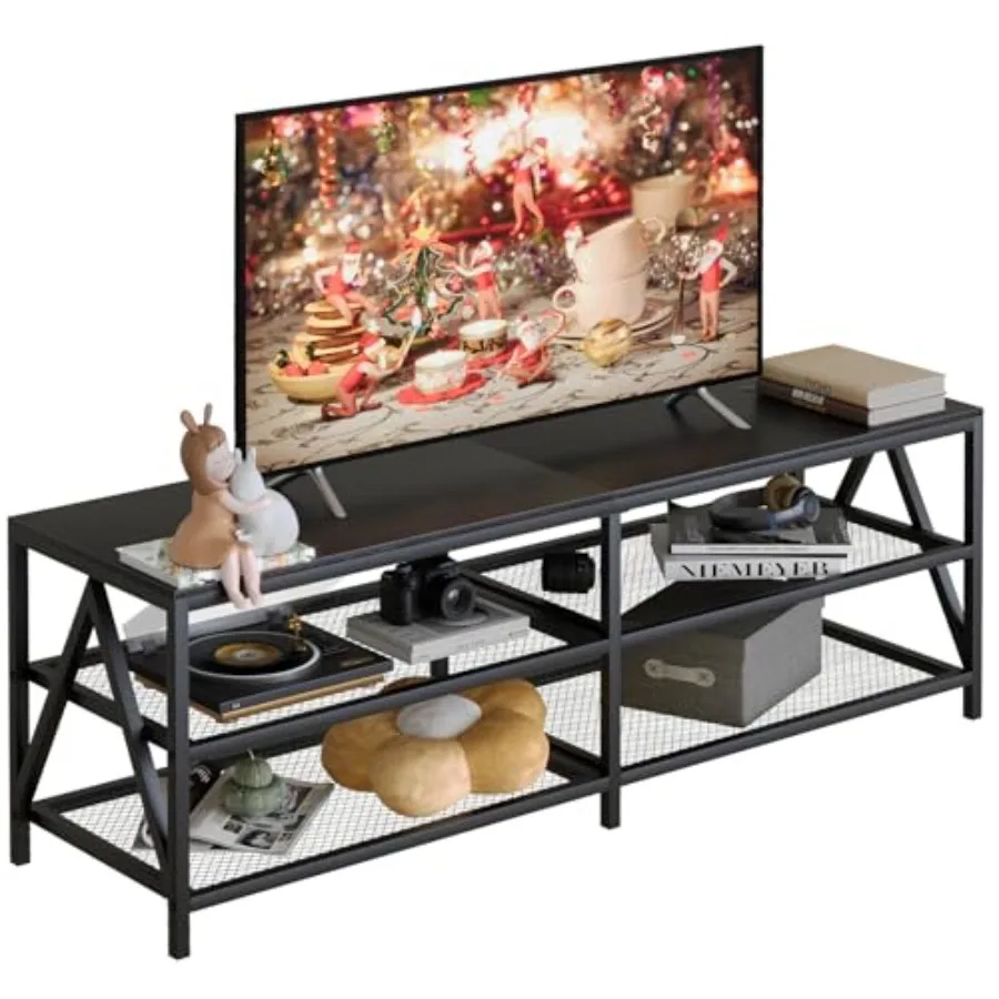 

TV Stand for TVs up to 65 Inch 55 Long Industrial TV Console Table with 3-Tier Storage Shelves Entertainment Center for Living