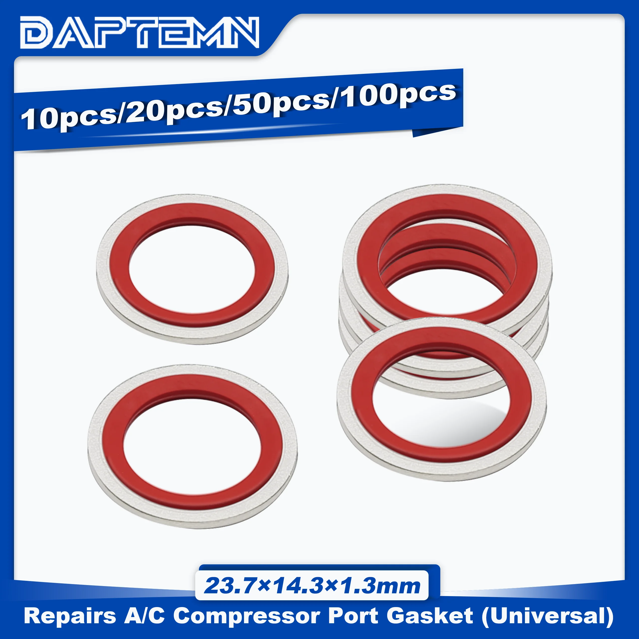 A/C Compressor Rubber Washers Repairs Car Self-Centered O-Ring, Replace A/C System Compressor Port Gasket (23.7x17.3x1.3mm)(Red)