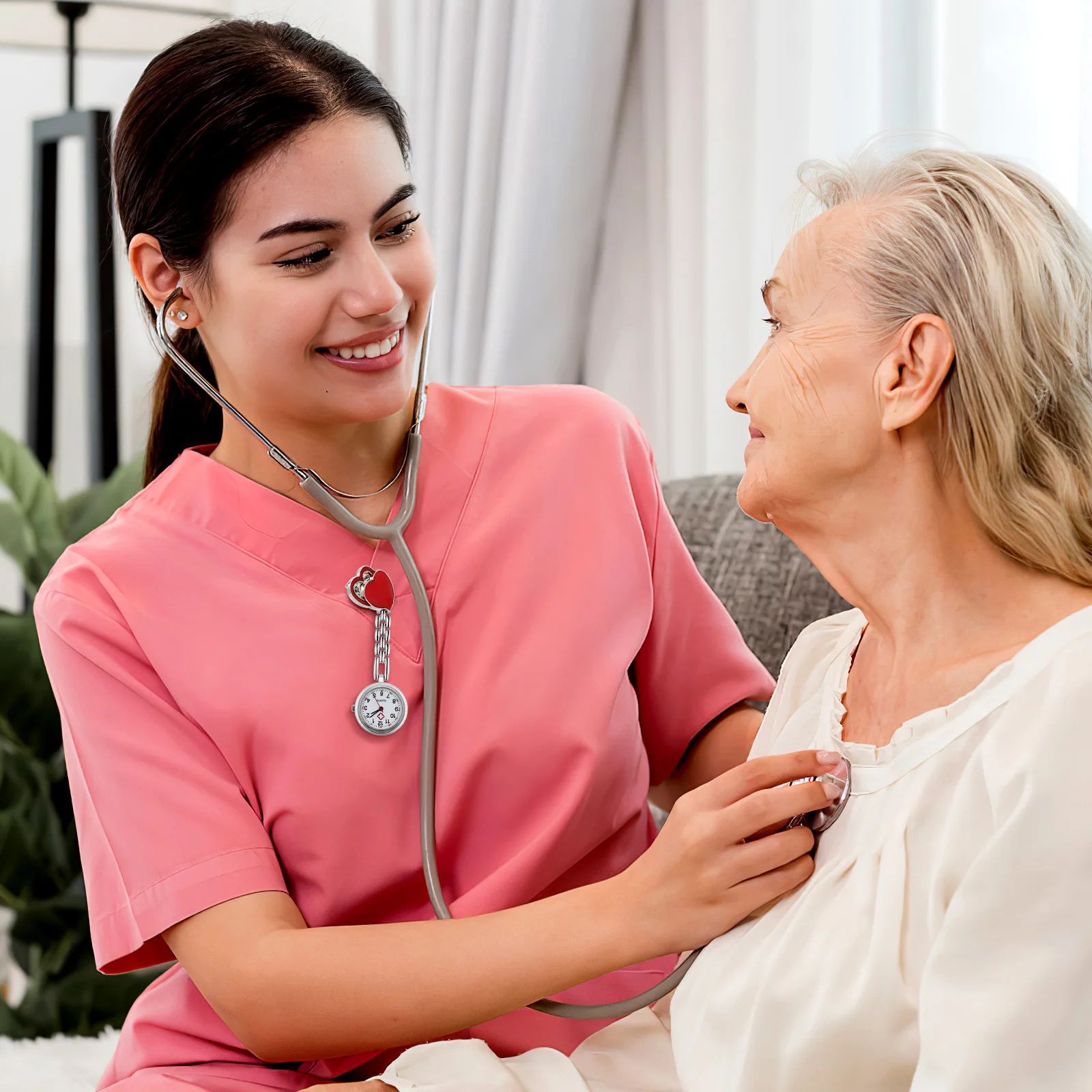 ساعة جيب مقاومة للماء على شكل قلب أحمر، ساعة معلقة إبداعية عصرية متينة، تفاصيل رائعة، عملية وسهلة القراءة بشكل جيد #5