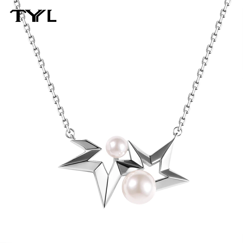 

TYYL Star Shape Mounts Shell Pearl Pendant Base Mounting Finding Jewelry Setting Bead 925 Sterling Silver Women Necklace Baroque