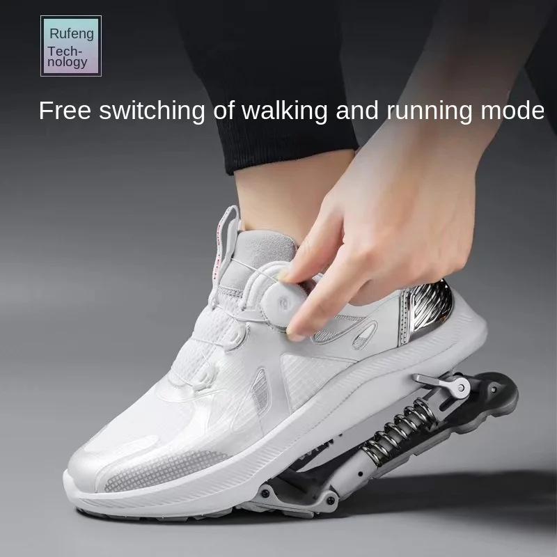 Mechanical Assisted Running Shoes Shock Absorbing Knee Pad Spring Suspension Sports Sneaker Bouncing Profession Ventilate Shoes