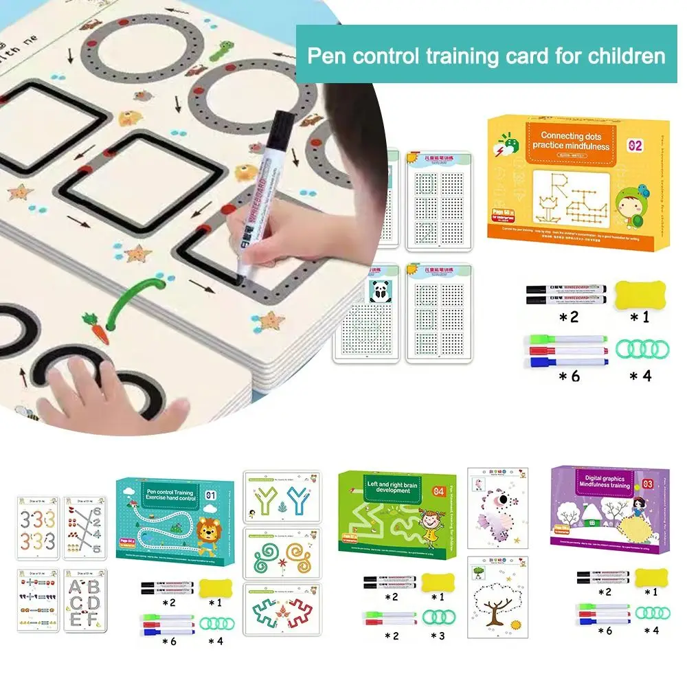 

Reusable Pen Training Control Copybook Handwriting Practice Children Educational Toys Kindergarten Erasable Workbook Set