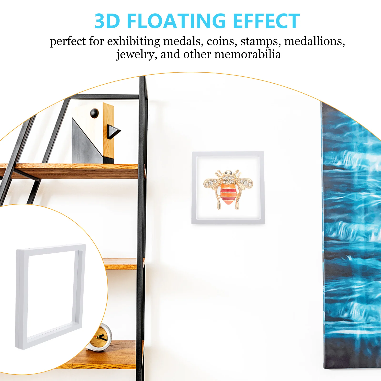 

2 шт., коробка для демонстрации ювелирных изделий, плавающая рамка, прозрачный чехол из эластичной пленки для ожерелья, медаль, штамп, водонепроницаемый 3D-эффект, толчок