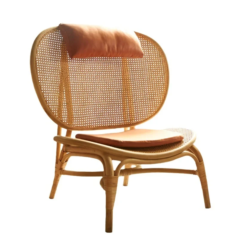 

Nordic solid wood sofa chair single rattan simple modern leisure back chair ins Internet celebrity B & B hotel