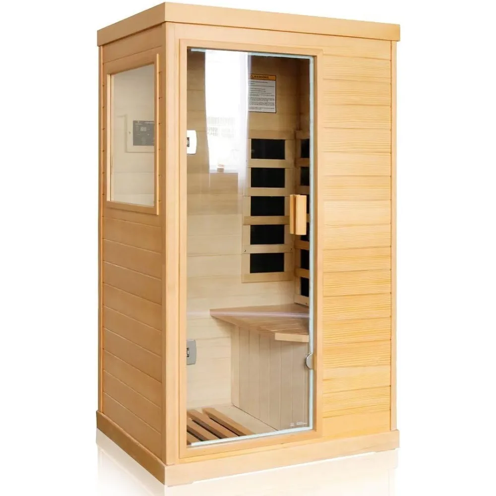 Far Infrared Sauna Home Saunas Room 800W/110V Low-EMF Canadian Hemlock Wood Indoor Dry Sauna for Home with Control Panel