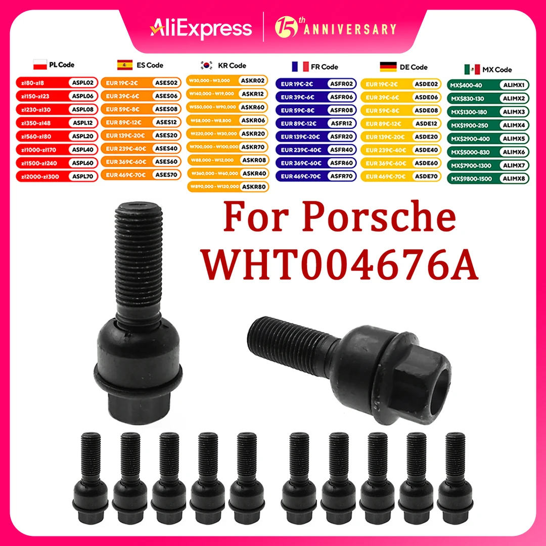 M14*1.5*49 Wheel Lug Bolt WHT 004 676 A WHT004676A For Porsche 911 991 997 Cayman Panamera 970 Boxster 987 Cayenne 9YB 92A 9YA