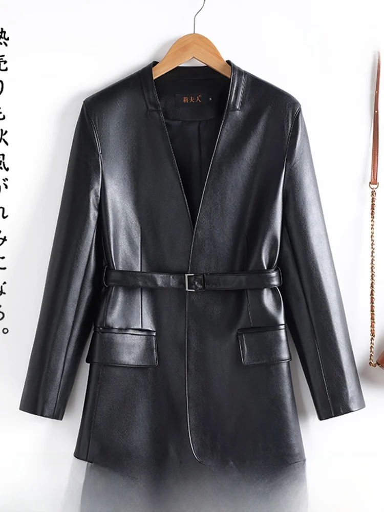 

Новая демисезонная женская куртка Haifeng из натуральной овчины, приталенное пальто средней длины, ветровка