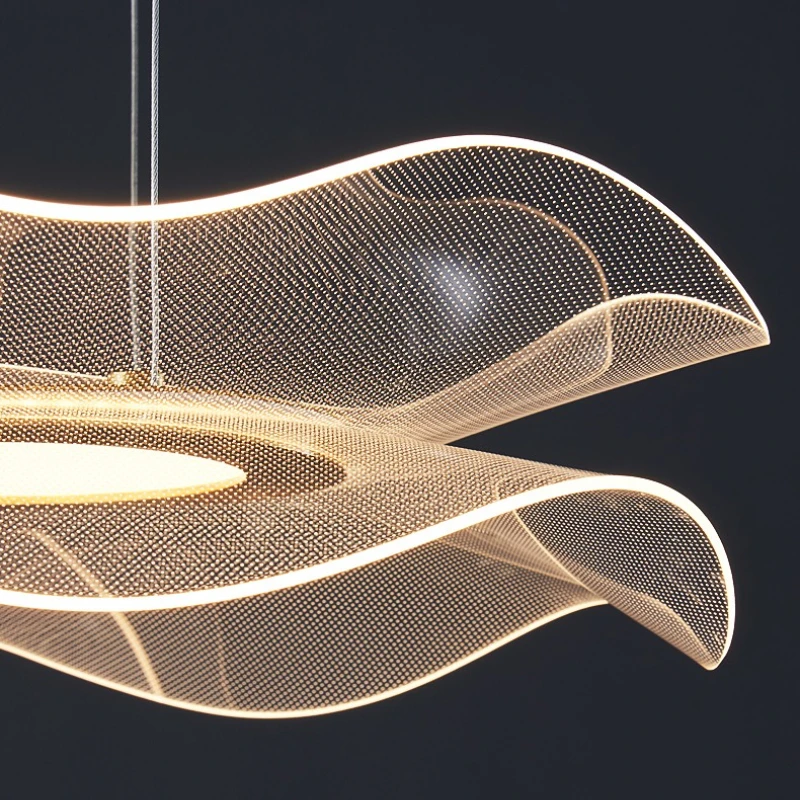 Moderne Blütenblatt-Acryl-LED-Pendelleuchten, dimmbar, für Wohnzimmer, Esstisch, Zimmer, Hotel, Linie, Heimdekoration, Design, Hängeleuchte